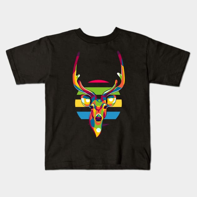 Deer Portrait Kids T-Shirt by wpaprint